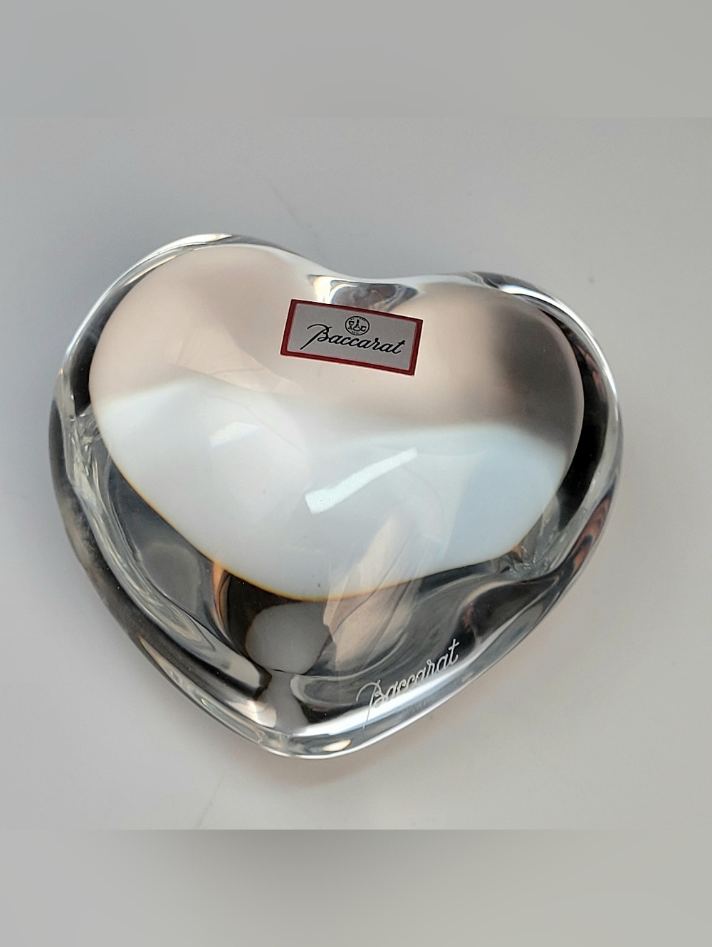 Baccarat Crystal Puffed Heart Paperweight 3" x 3" France Amor 1990's - Picture 2 of 10
